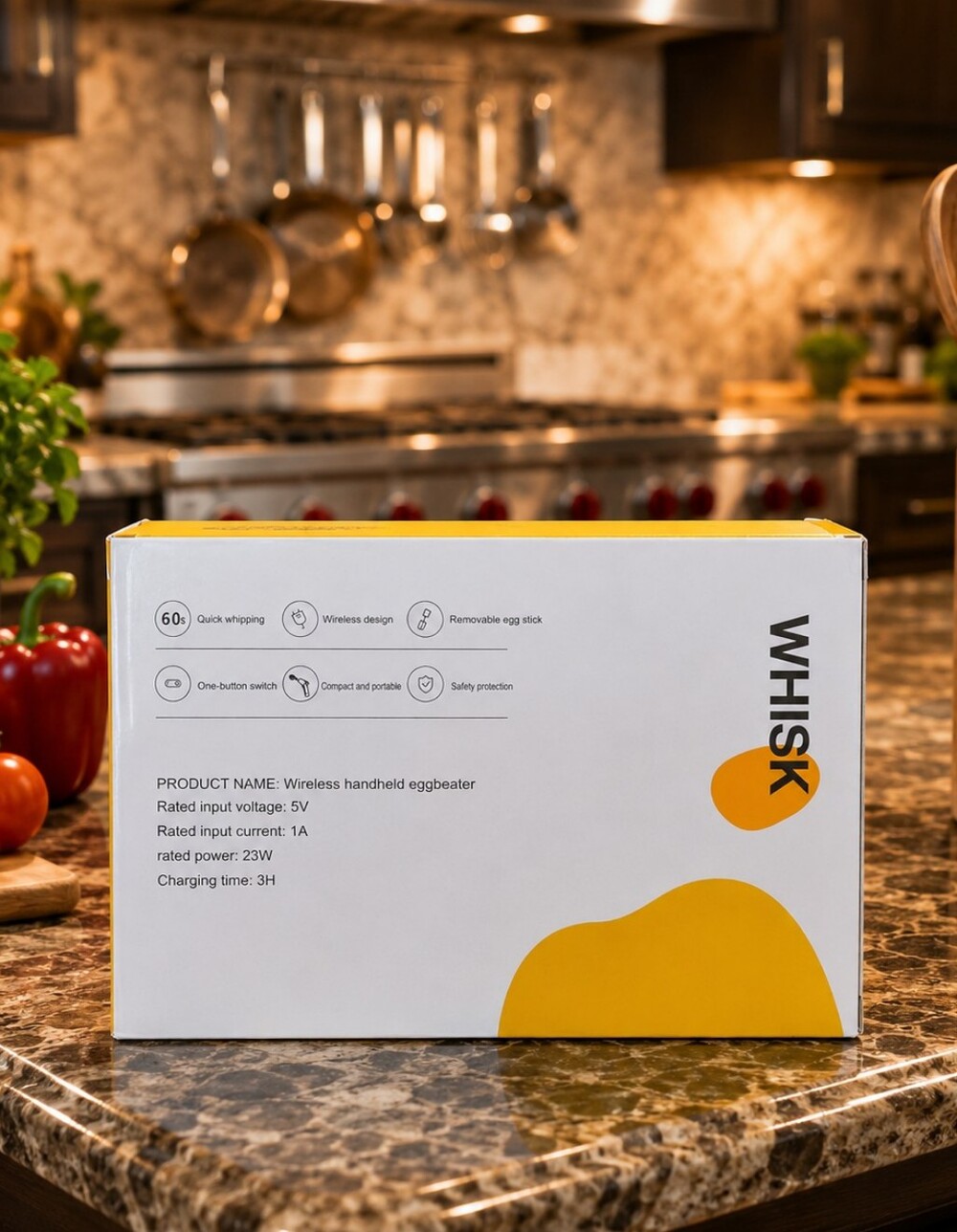 Yellow Wireless Handheld Eggbeater Mixer - Picture 2 of 2